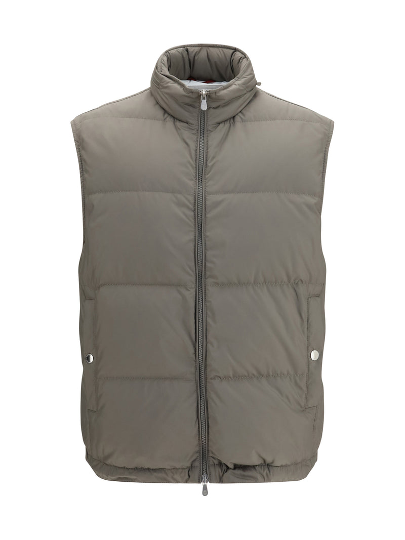 Brunello Cucinelli Brunello Cucinelli Sleeveless Padded Gilet Army Washed - World Class Fashion