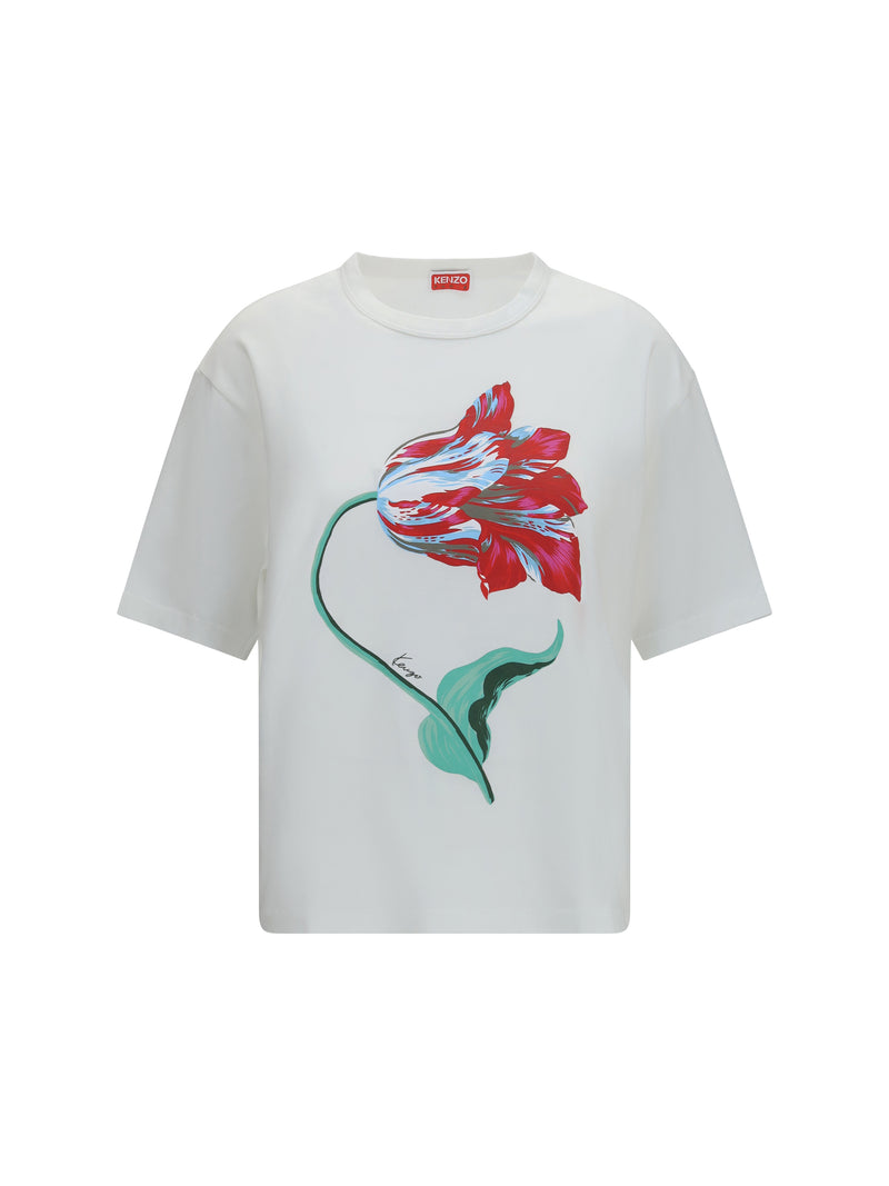 Kenzo Kenzo Tulip Cotton T-shirt Off White - World Class Fashion