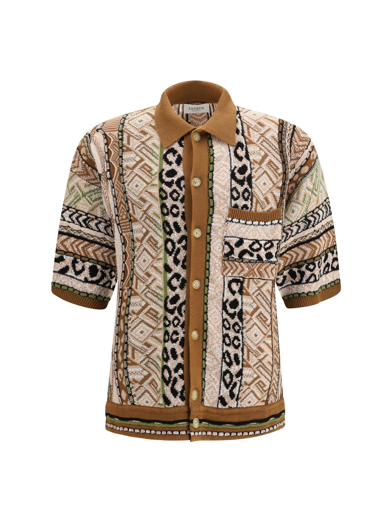 Laneus Laneus Knitted Shirt Chocolate Men - World Class Fashion