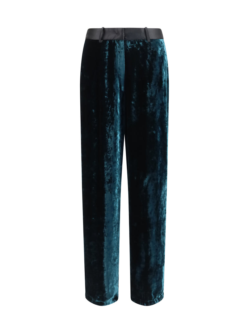 Forte_forte Forte_forte Moiré Velvet Tuxedo Pants Woods - World Class Fashion