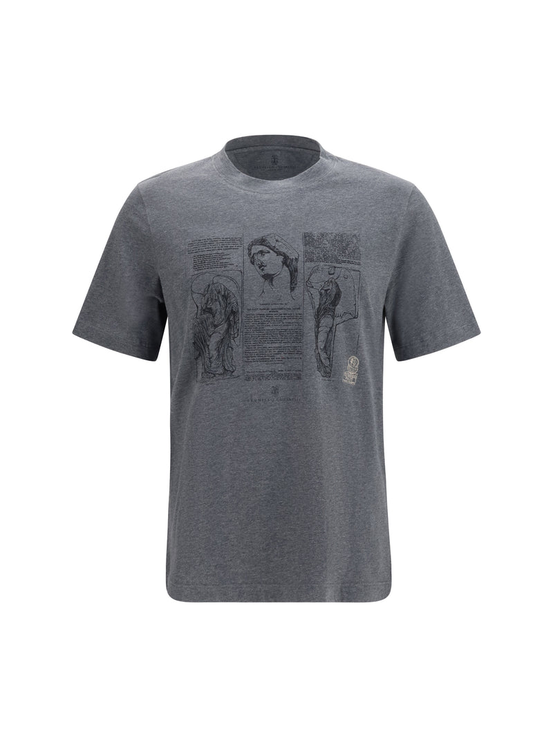 Brunello Cucinelli Brunello Cucinelli Cotton Printed T-shirt Piombo+Antracite - World Class Fashion