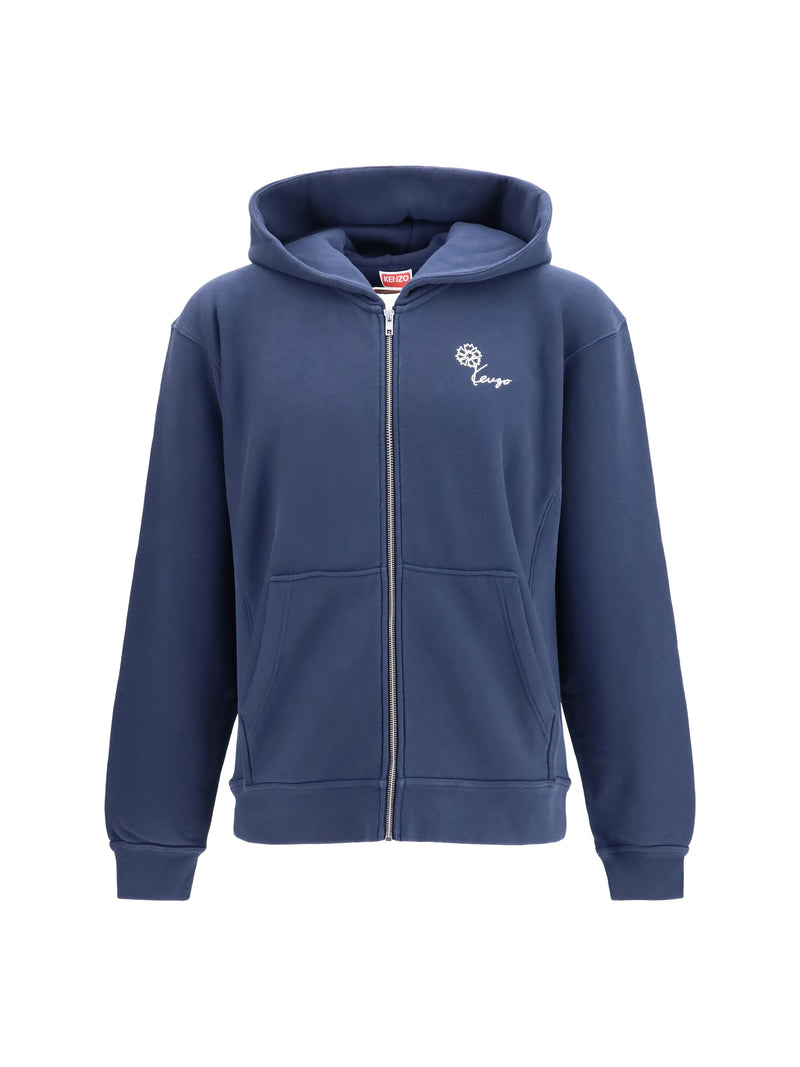 Kenzo Sudadera con capucha y cremallera Tulip de Kenzo para hombre, azul y negro - World Class Fashion