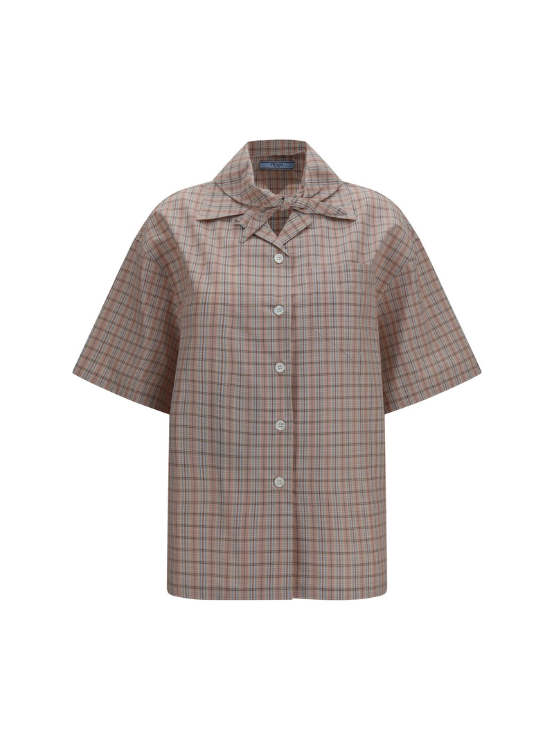 Prada Prada Short-sleeved Check Shirt Alabastro+Sabbia - World Class Fashion