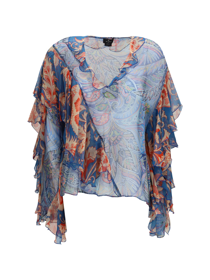 Etro Etro Long-sleeve Silk Shirt Floral Motif X0887 - World Class Fashion