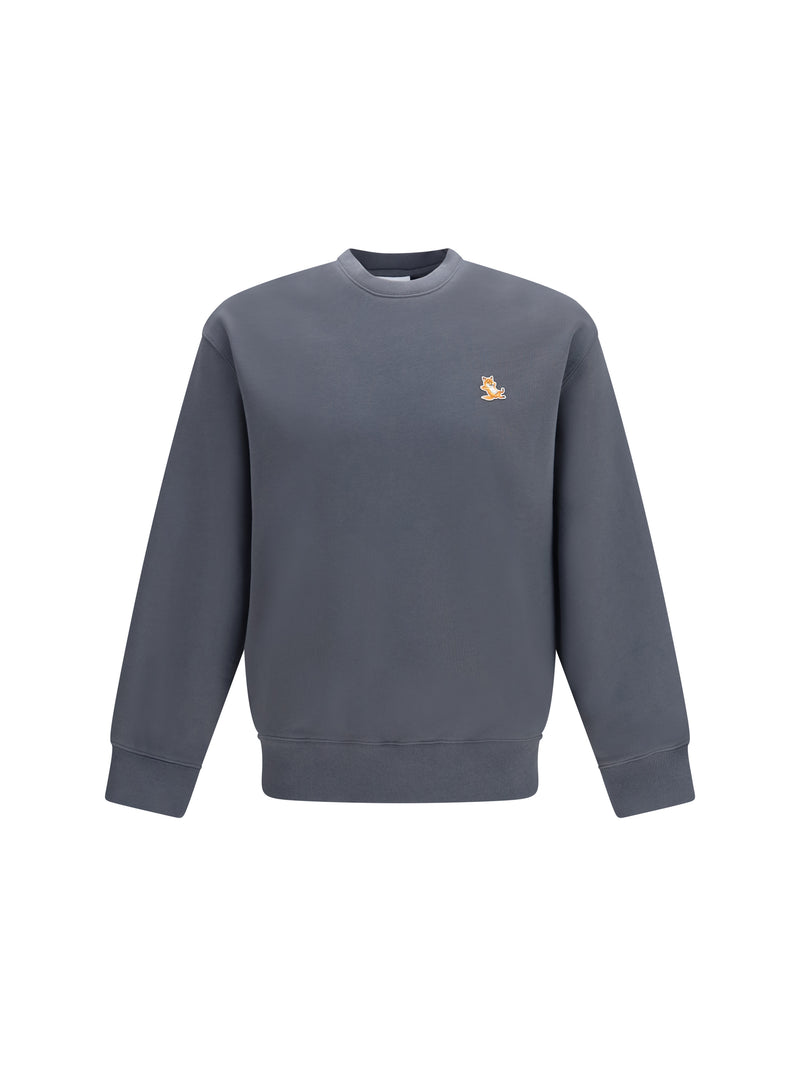 Maison Kitsuné Maison Kitsuné Comfort Chillax Fox Crewneck Sweatshirt Stone Grey - World Class Fashion