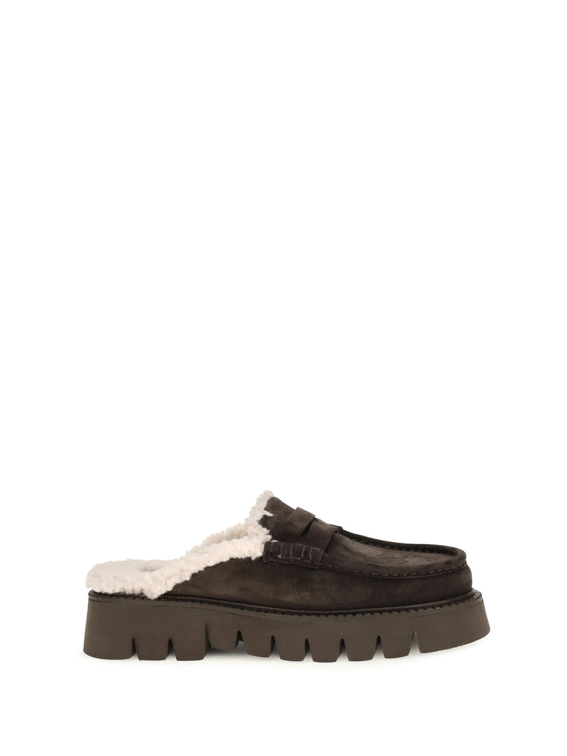 Pedro García Pedro García Savy Shearling Mules Brown Velour - World Class Fashion