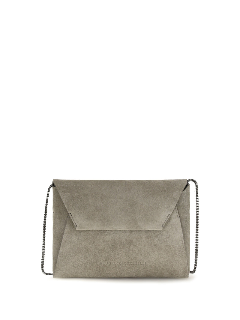 Brunello Cucinelli Brunello Cucinelli BC Duo Suede Clutch Bag Safari - World Class Fashion