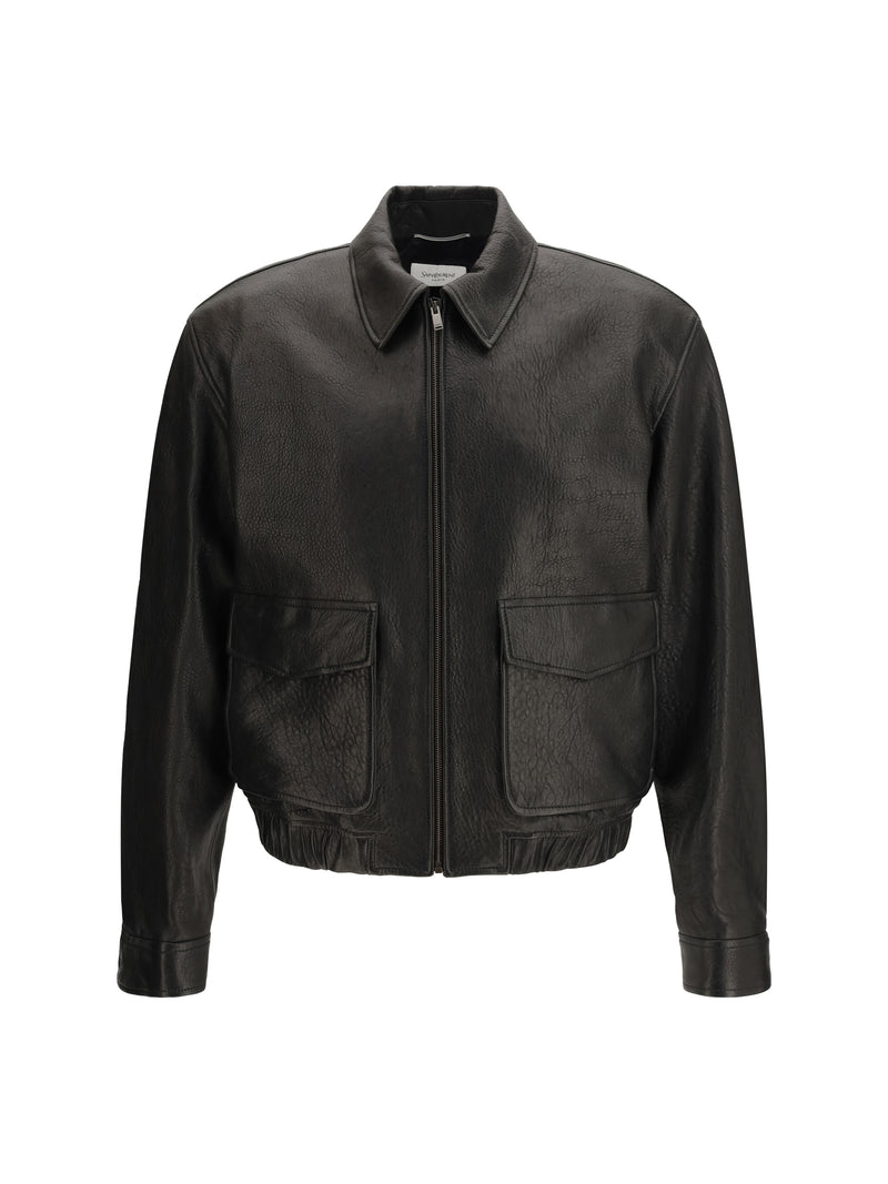 Saint Laurent Saint Laurent Short Lamb Leather Jacket Black Men - World Class Fashion