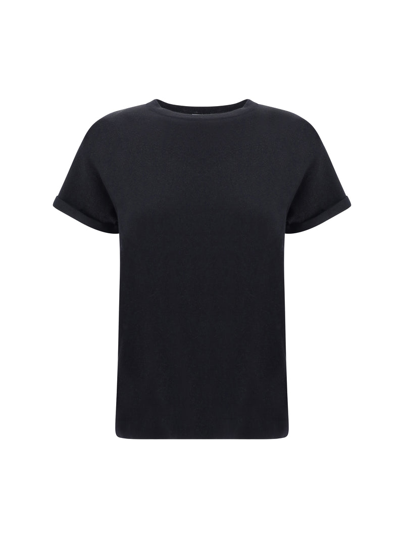Brunello Cucinelli Brunello Cucinelli Cashmere Glitter T-shirt Nero - World Class Fashion