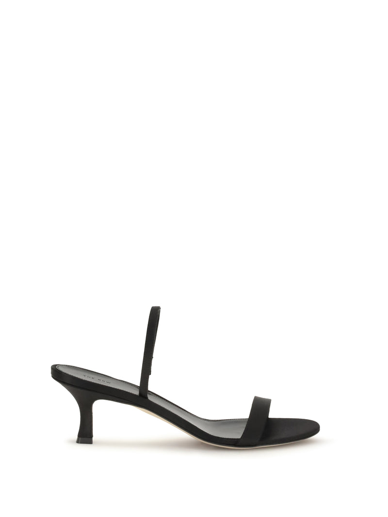 The Row The Row Ella Satin Slingback Sandals Black - World Class Fashion