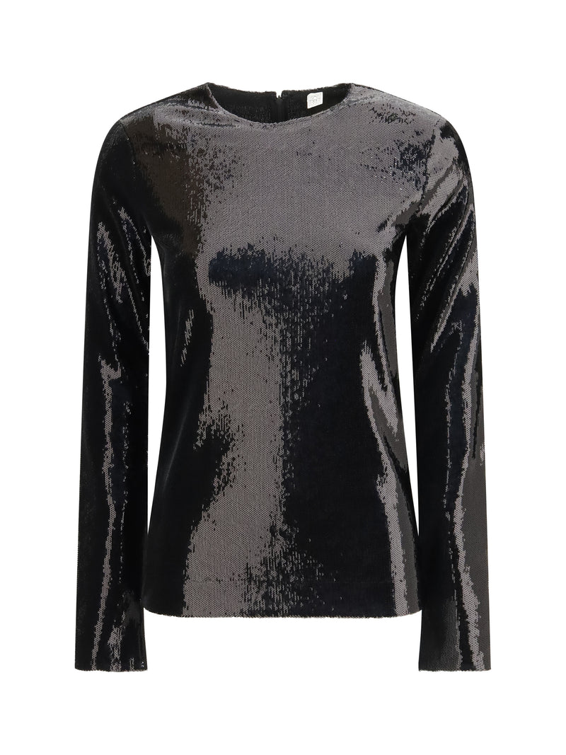 Toteme Toteme Long-sleeved Sequin Top Black - World Class Fashion