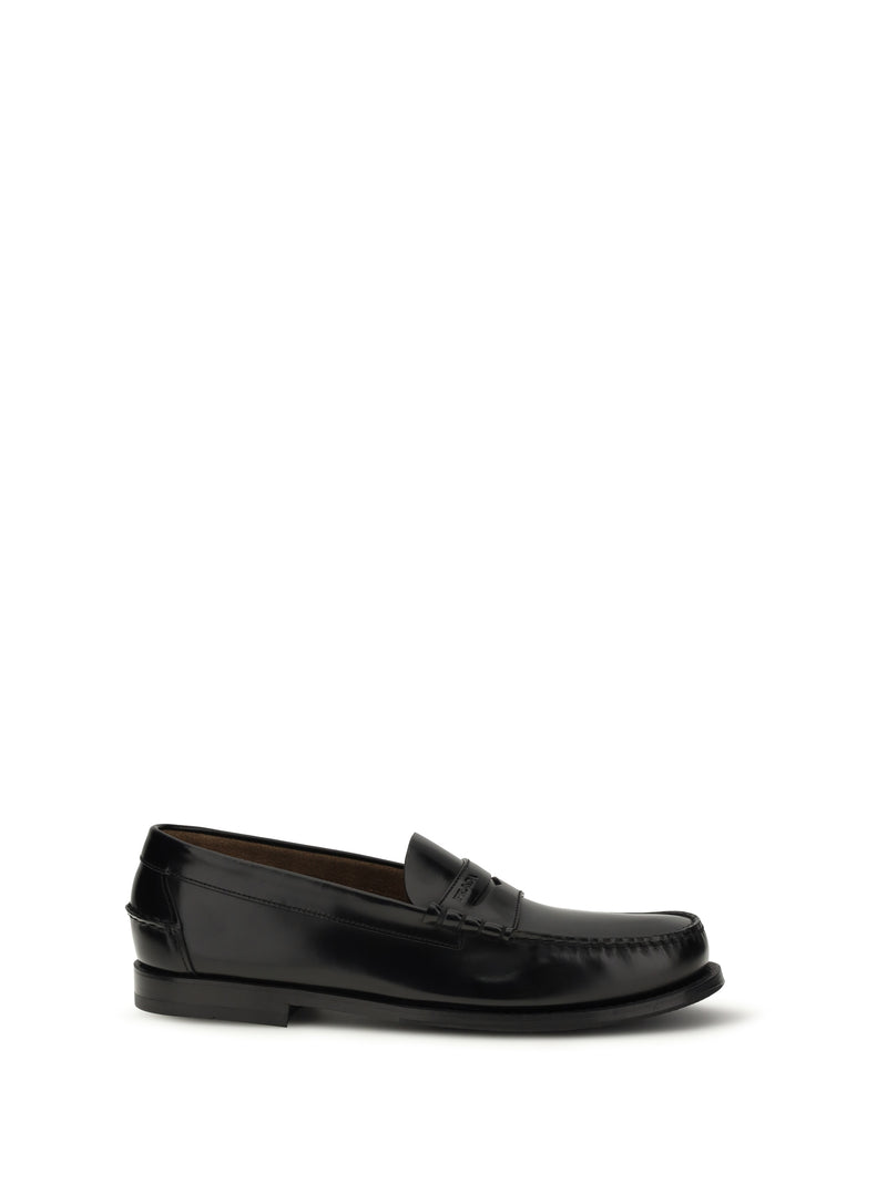 Prada Prada Brushed Leather Loafers Nero Men - World Class Fashion