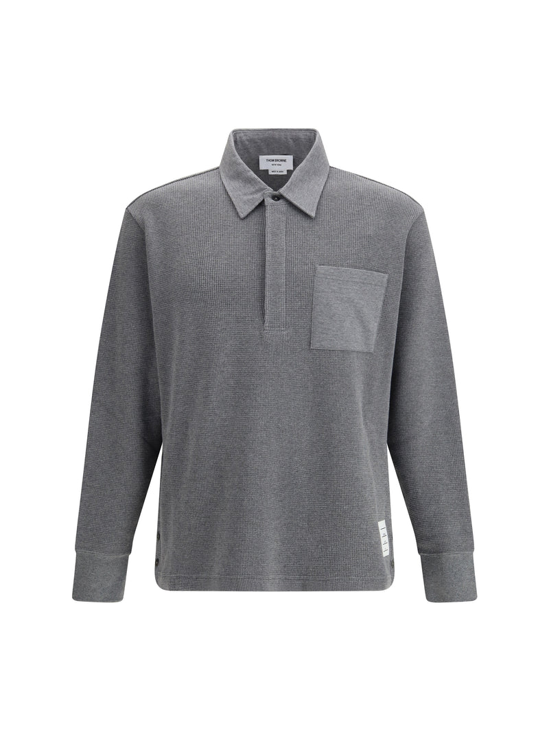 Thom Browne Thom Browne Long Sleeve Polo Med Grey Men - World Class Fashion
