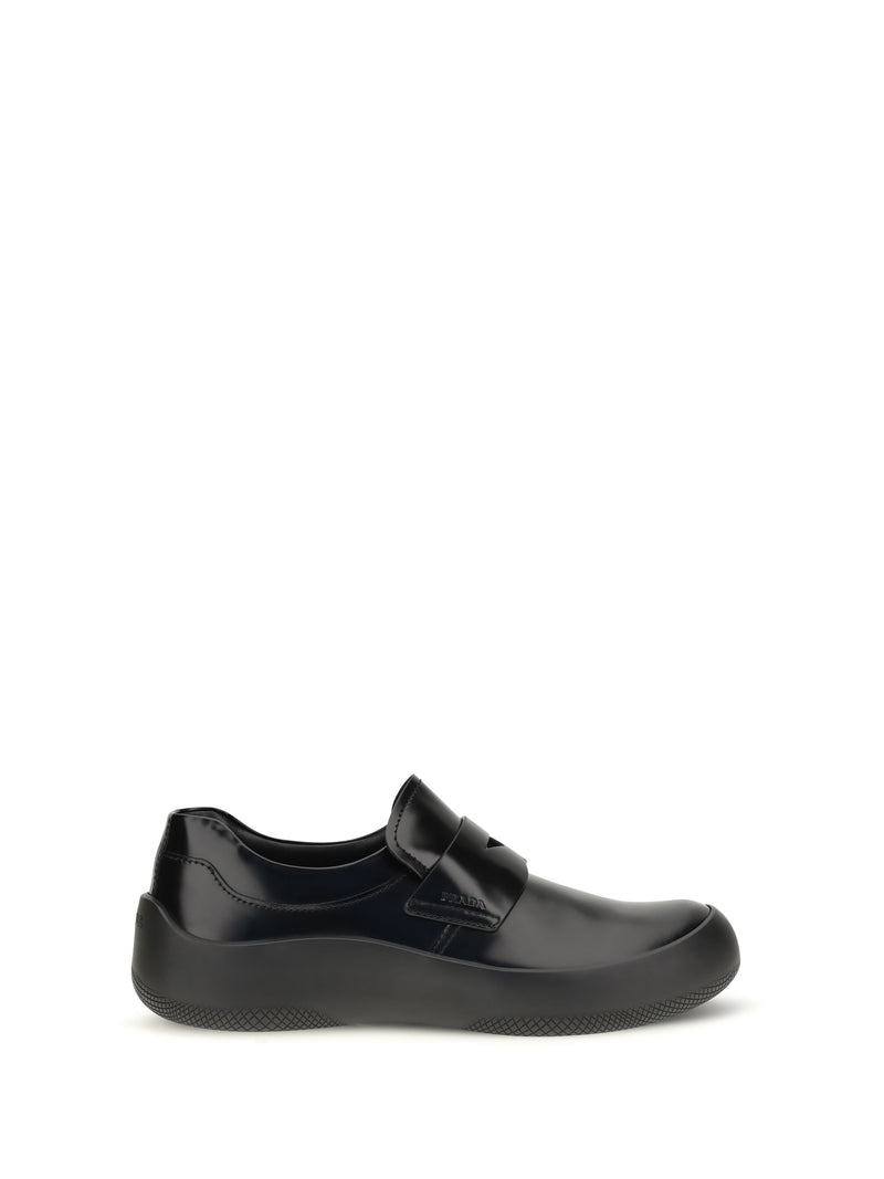 Prada Prada Leather Loafers Nero Men - World Class Fashion