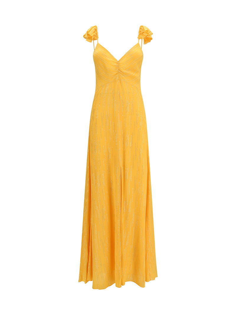 Forte_forte Forte_forte Long V-neck Dress Mandarine - World Class Fashion