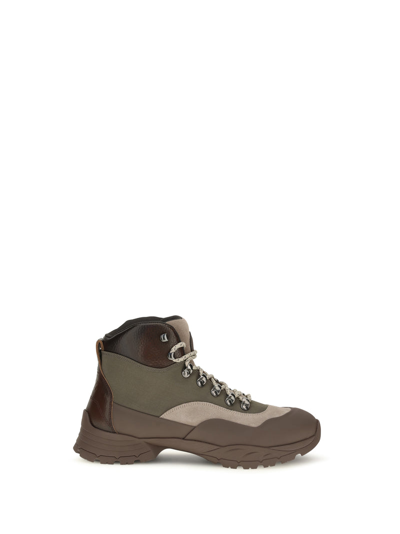 Brunello Cucinelli Brunello Cucinelli Outdoor Lace-up Boots Kaky/Cioccolato - World Class Fashion