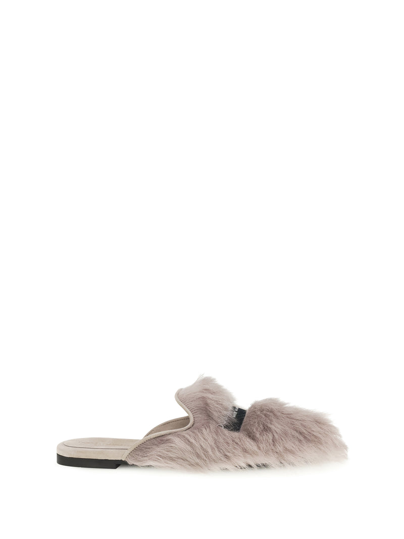 Dolce & Gabbana Dolce & Gabbana Sheepskin Mules Grigio Women - World Class Fashion