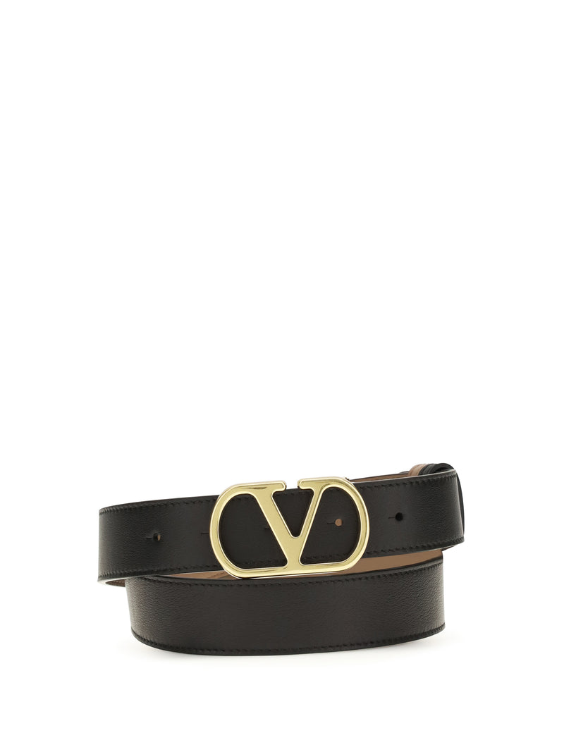 Valentino Garavani Valentino Garavani Vlogo Signature Reversible Polished Calf Leather Belt - World Class Fashion