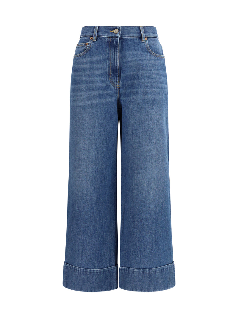 Valentino Valentino Logo Detail Jeans Medium Blue Denim - World Class Fashion