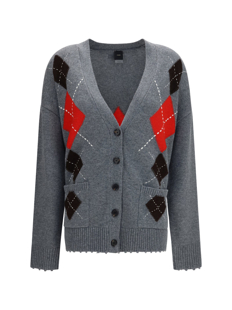 Pinko Pinko Bristol Wool Cashmere Diamond Cardigan Grey/Brown - World Class Fashion