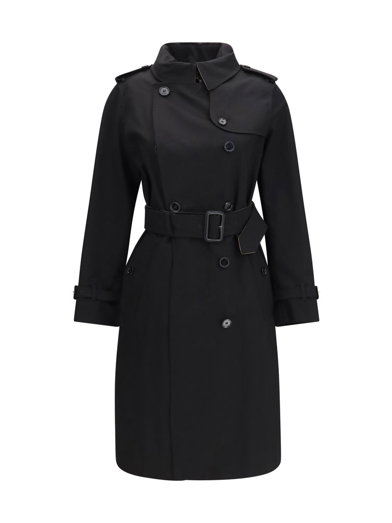 Burberry Burberry Long Gabardine Trench Coat Black Women - World Class Fashion
