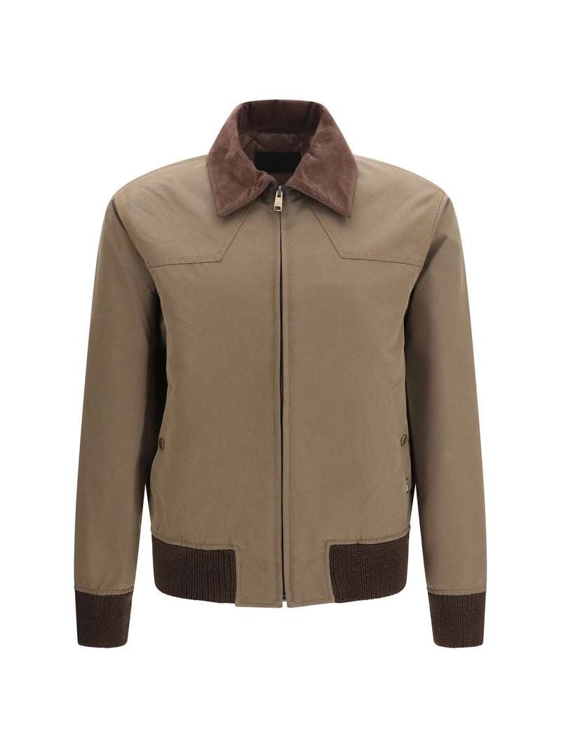 Prada Prada Jacket with Corduroy Collar Light Brown - World Class Fashion