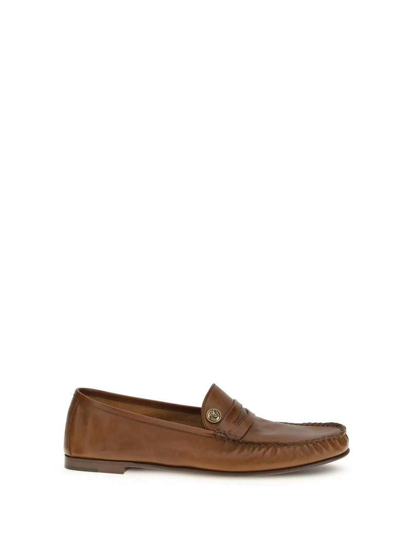 Versace Versace Leather Loafers Rovere-Gold Men - World Class Fashion