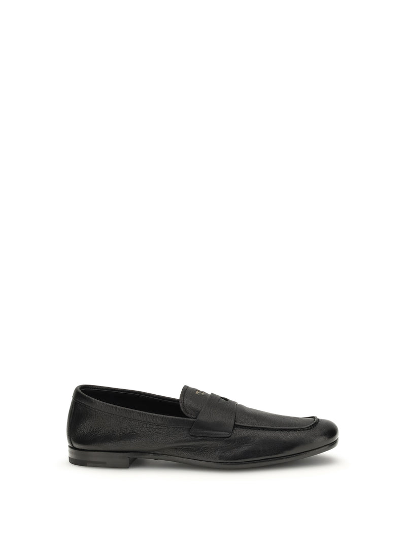Prada Prada Leather Loafers Nero Men - World Class Fashion