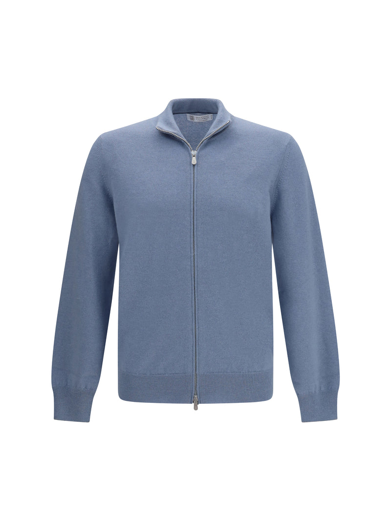 Brunello Cucinelli Brunello Cucinelli Pure Cashmere Cardigan Blue/Grey - World Class Fashion