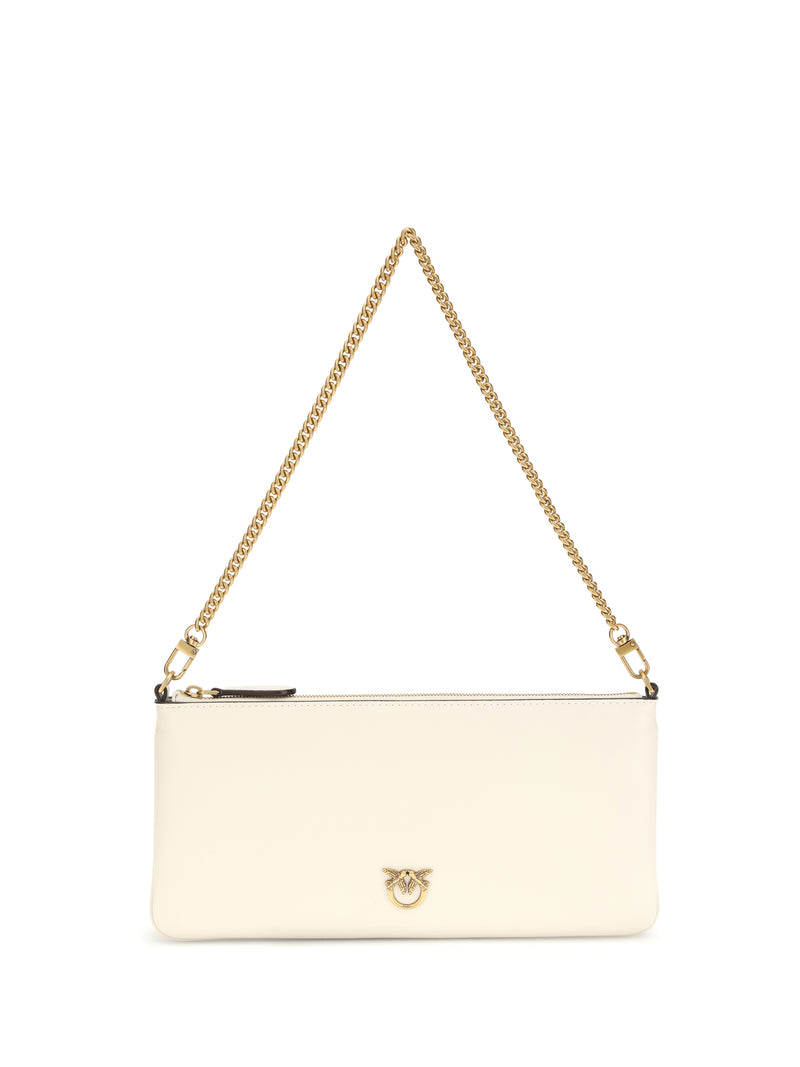 Pinko Pinko Leather Shoulder Bag Bianco Seta-Antique Gold - World Class Fashion