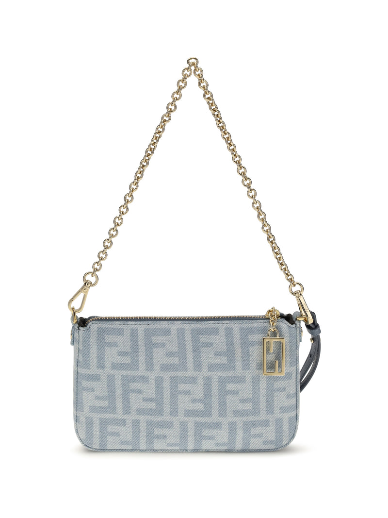 Fendi Fendi Denim Baguette Clutch Blue Women - World Class Fashion