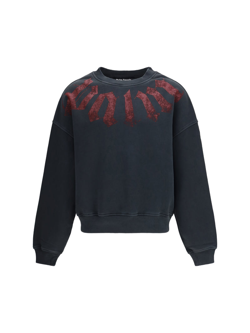 Palm Angels Palm Angels Big Neck Logo Sweatshirt Black Burgundy - World Class Fashion