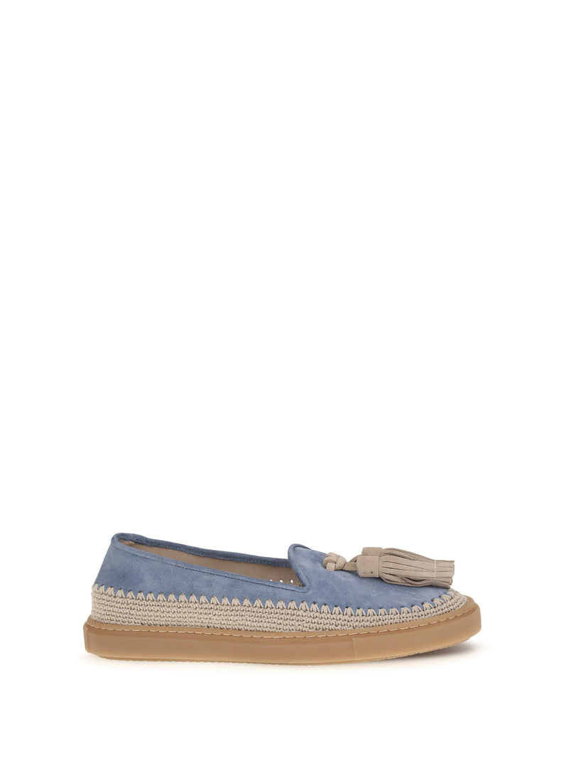 Fratelli Rossetti Fratelli Rossetti Suede Loafers With Crochet Detail Avio - World Class Fashion