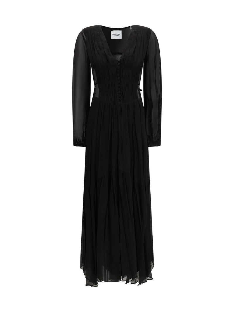 Marant Étoile Marant Étoile Buttoned Sheer Long Dress Black - World Class Fashion