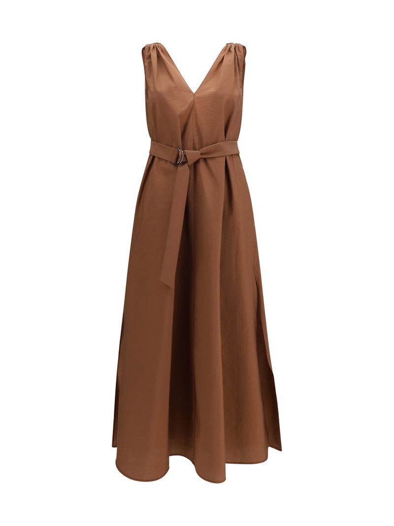 Brunello Cucinelli Brunello Cucinelli Cotton Poplin Dress Firebrick - World Class Fashion