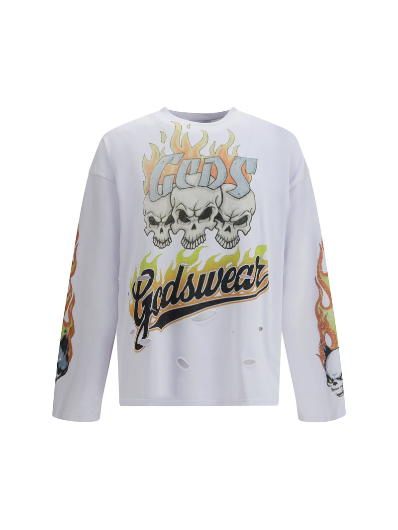 Gcds Gcds Riders Print Long-sleeve T-shirt Bone/Yellow - World Class Fashion