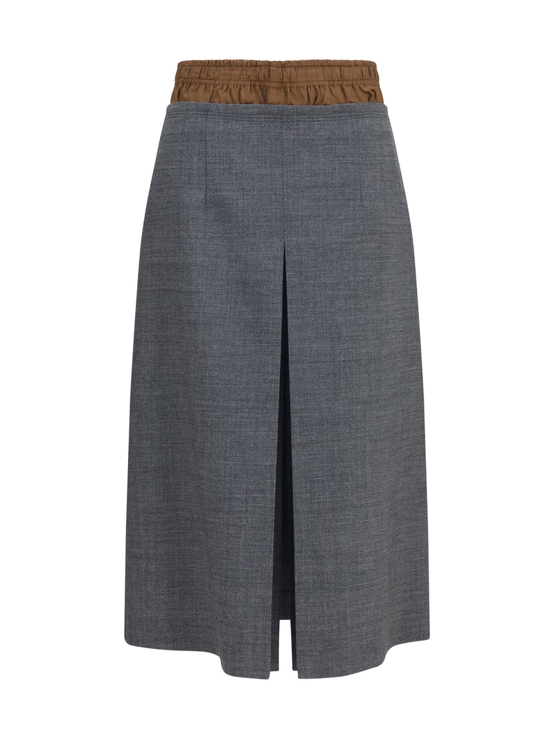 Prada Prada Midi Skirt with Topstitching Ardesia - World Class Fashion