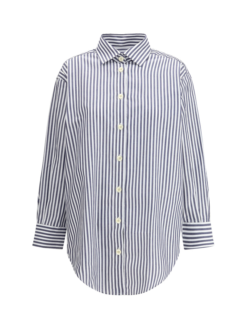 Deperlu Deperlu Oversized Cotton Shirt Riga Blu Women - World Class Fashion