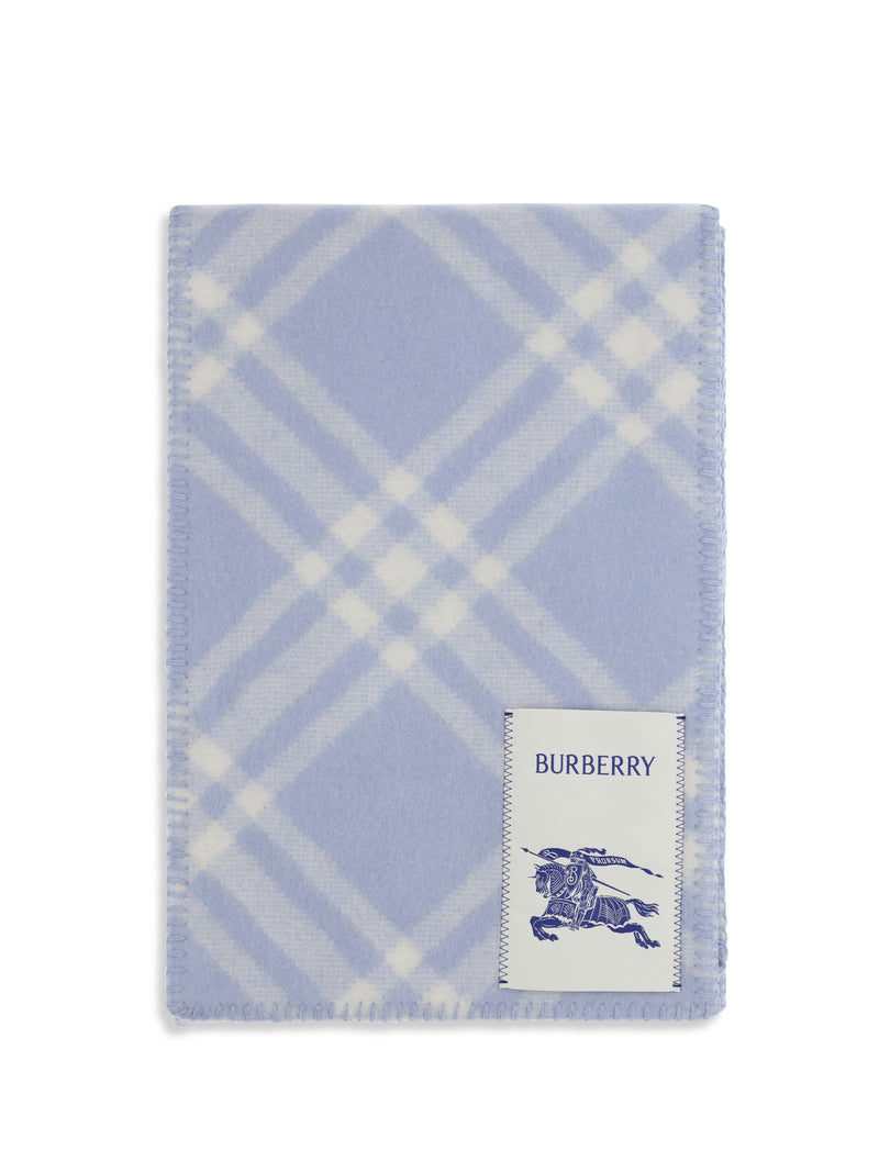 Burberry Burberry Check Wool Scarf Dive Blue Men - World Class Fashion