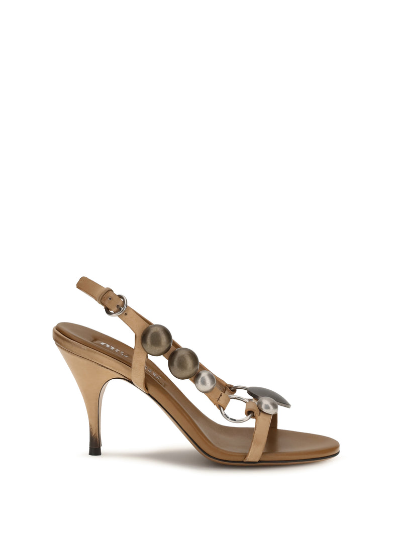 Miu Miu Miu Miu Leather Sandals Miele - World Class Fashion