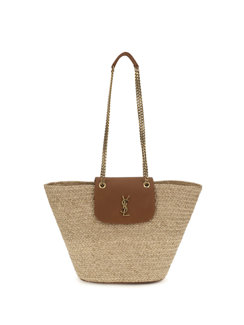 Saint Laurent Saint Laurent Manon Raffia Shoulder Bag Maple Sugar/Brick - World Class Fashion