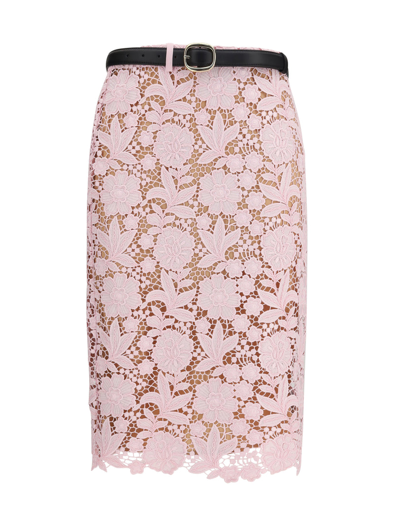 Self-portrait Self-portrait Lace Midi Skirt Pink - World Class Fashion