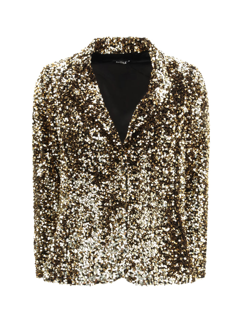 Ella Ella Single-breasted Jacket With Sequins Oro - World Class Fashion