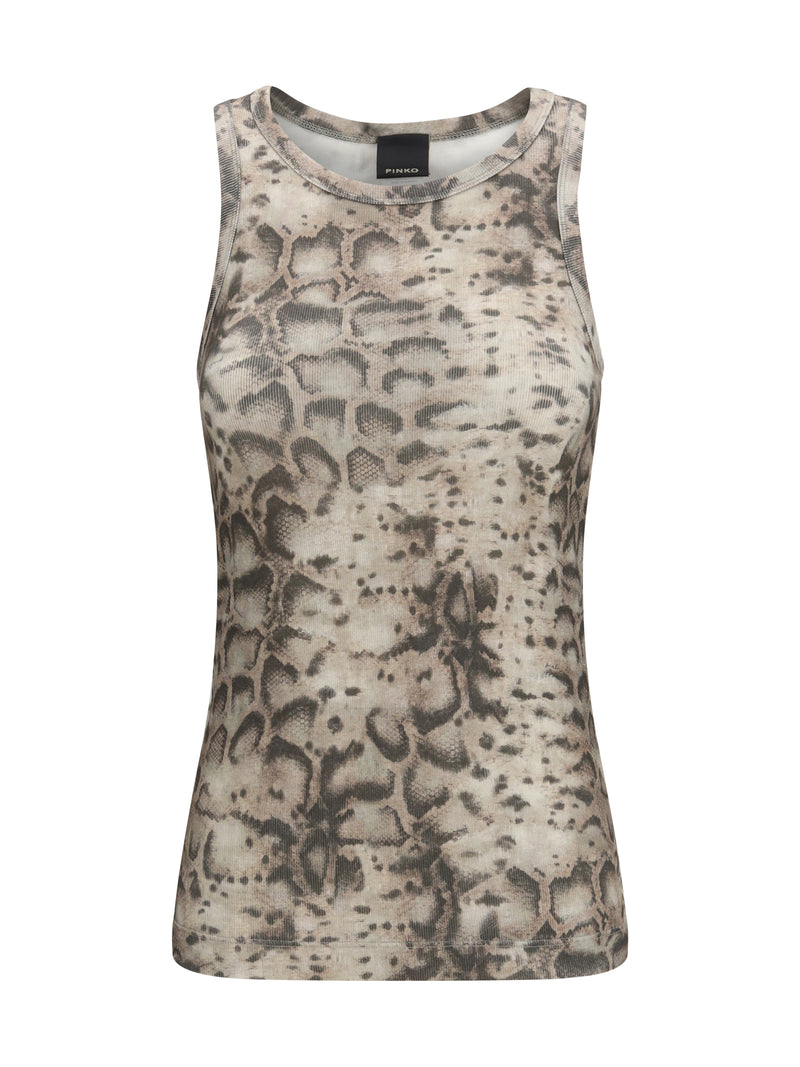 Pinko Pinko Snakeskin-print Tank Top Beige/Nero - World Class Fashion