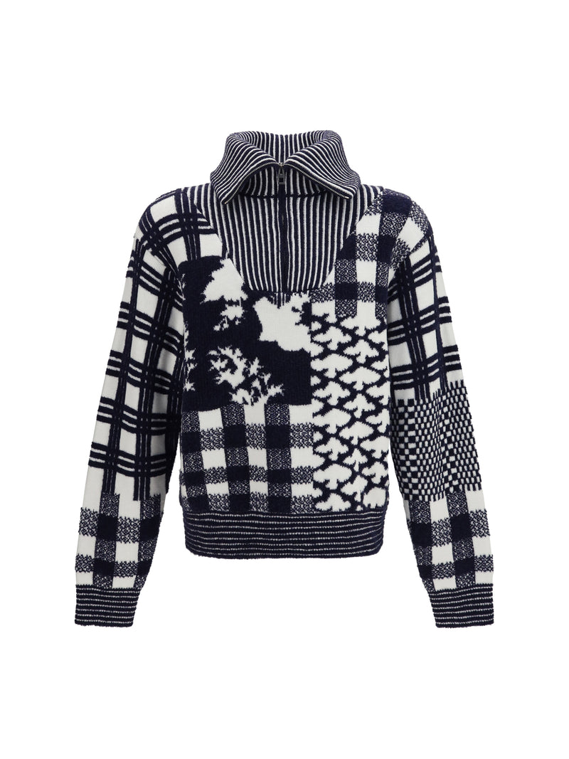 Loewe Loewe Wool Zip Sweater Navy/White Men - World Class Fashion