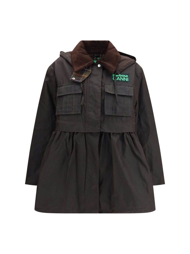 Barbour Barbour Waxed Peplum Jacket by Barbour X Ganni Rustic - World Class Fashion