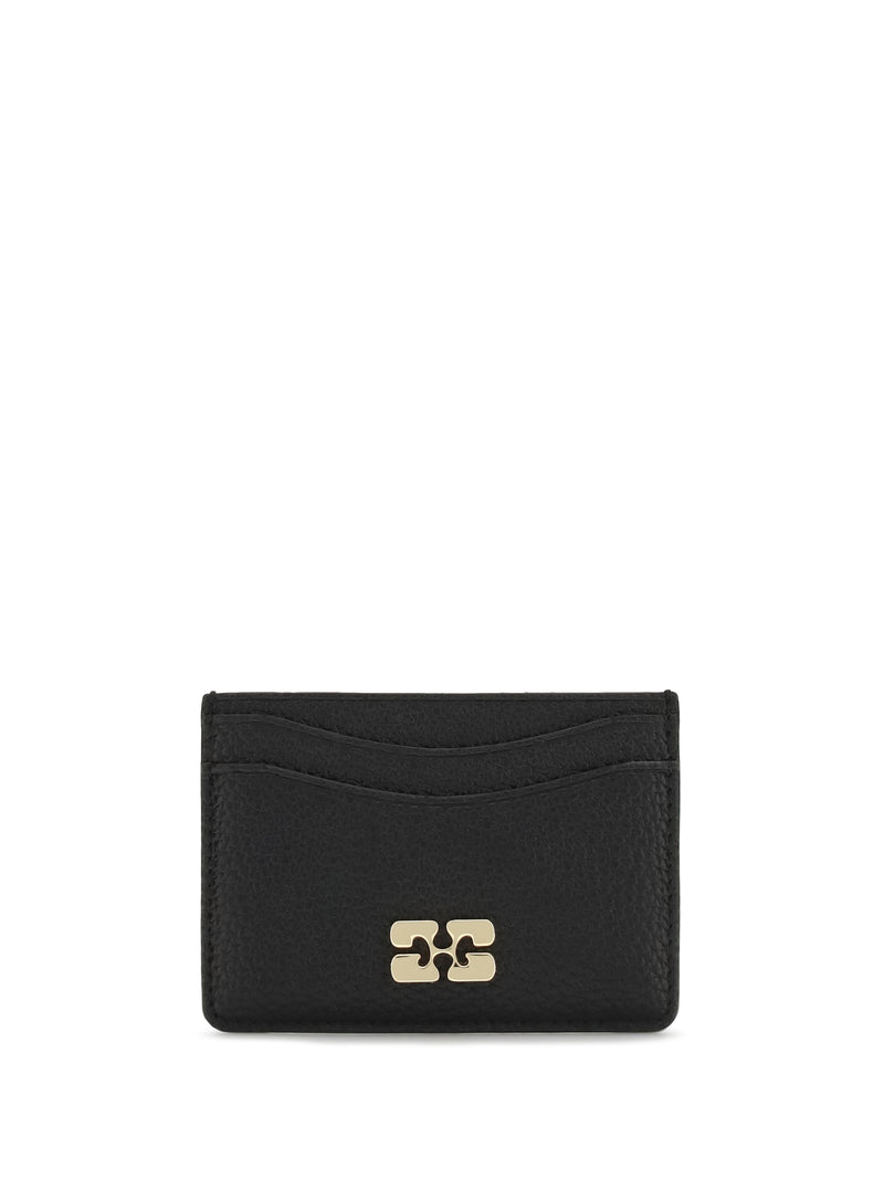 Ganni Ganni Grained Leather Card Holder Black - World Class Fashion