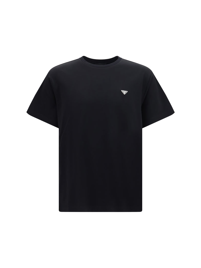 Prada Prada Cotton T-shirt with Triangle Logo Black Men - World Class Fashion