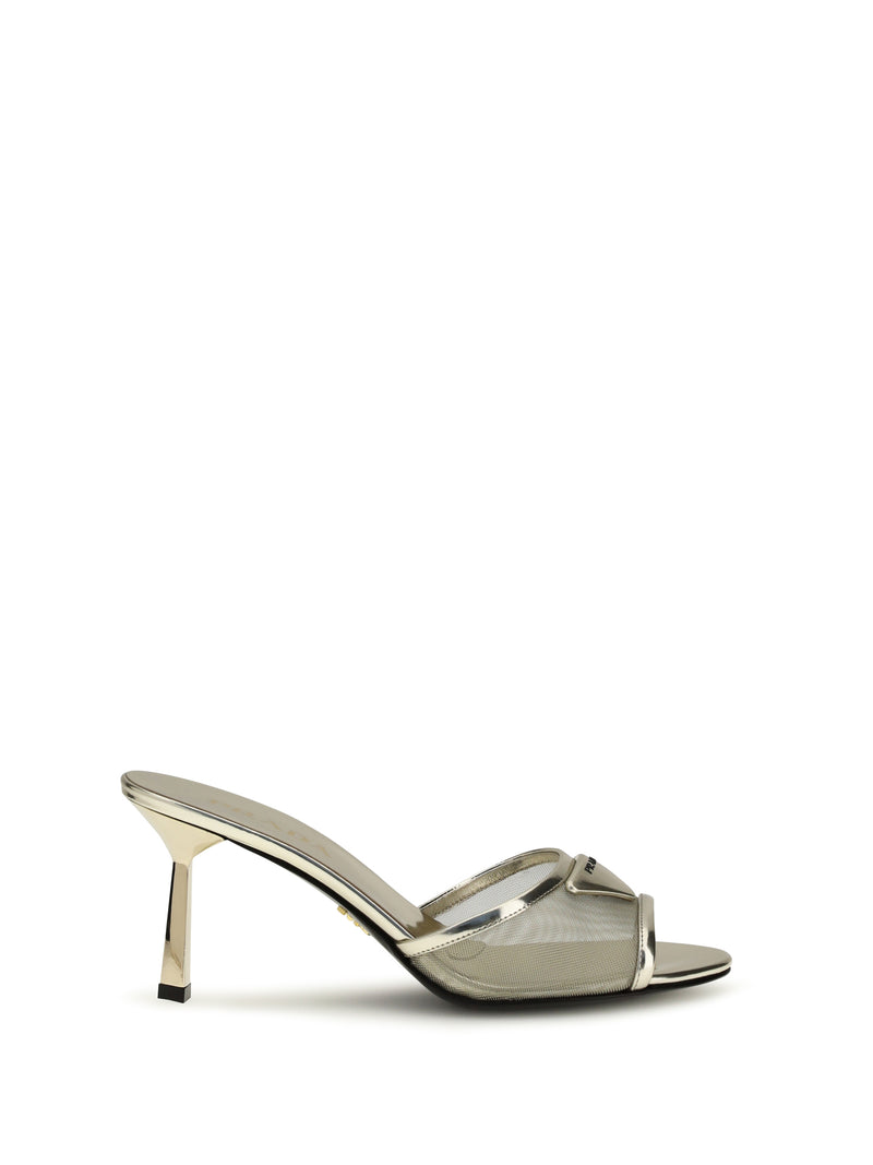 Prada Prada Women Sandals with Triangular Logo Pirite - World Class Fashion