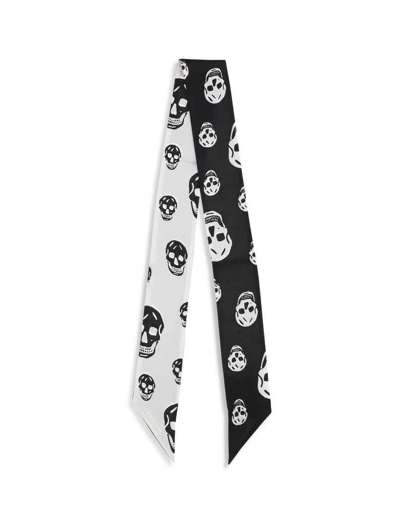 Alexander McQueen Alexander McQueen Skull Ribbon Scarf Black/Ivory - World Class Fashion